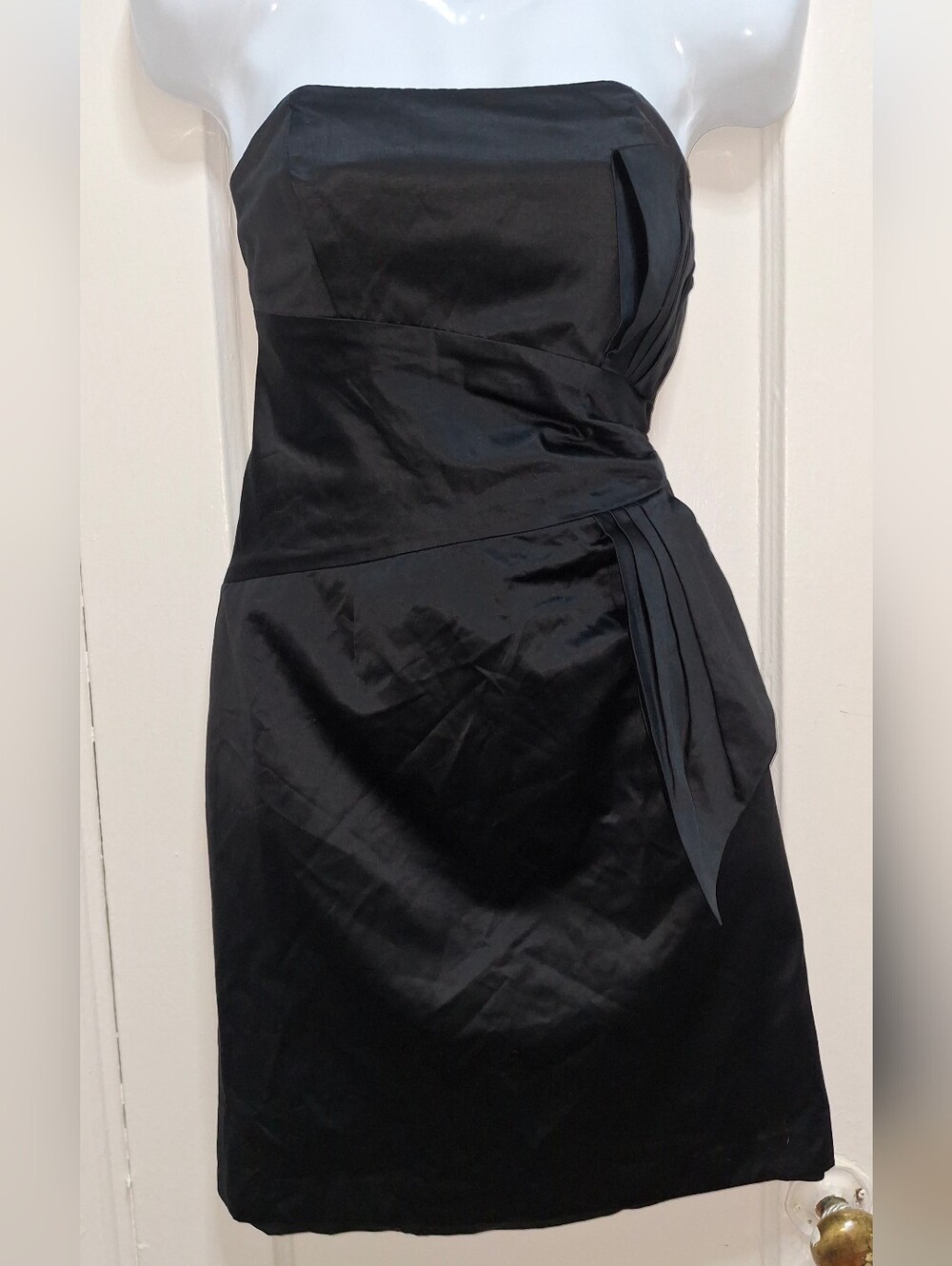 Max & Cleo Black Satin Strapless Dress Size 6 Cocktail Party